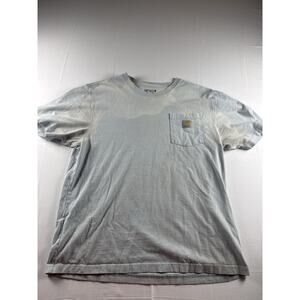 Carhartt Pocket T Shirt Mens Large Blue Distressed Faded Workwear Tee